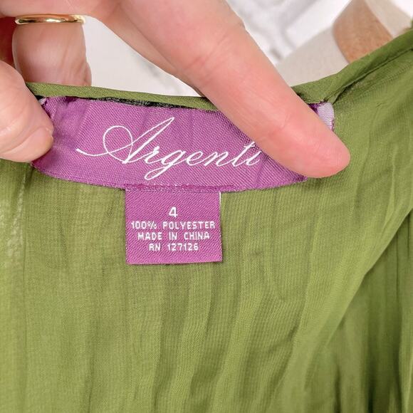 Argenti Spring Green Pleated Ruffle Bust Sleeveless Keyhole Midi Maxi Dress 4 - Picture 10 of 10